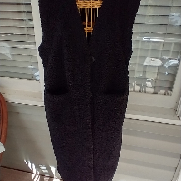 VEST/Coat vest jacket Curly Heavy Sherpa Style Button front Duster Vest - Picture 5 of 14